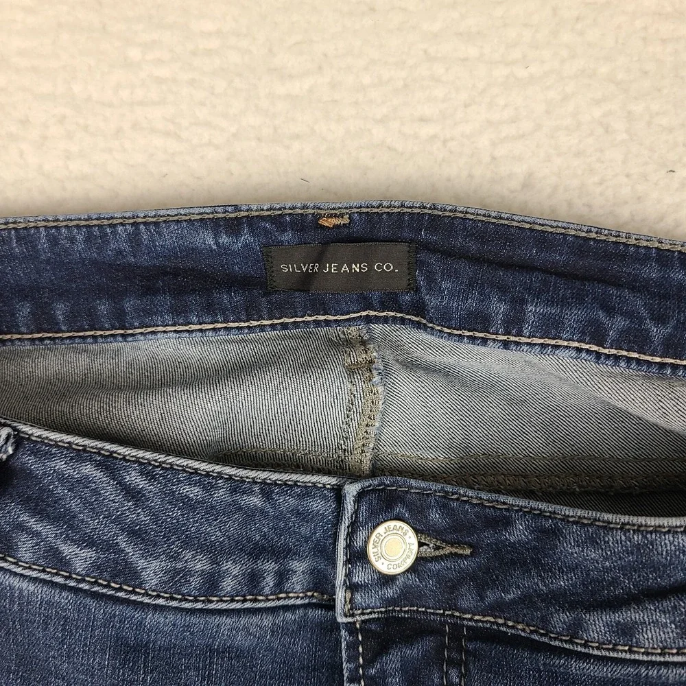 Silver Jeans Womens 24x27 Blue Suki Skinny Distress‎ Fray Dark Wash Denim